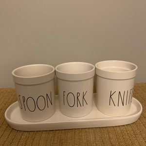 Rae Dunn spoon fork and knife holders/planters